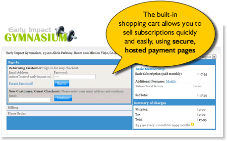 SubscriptionBridge shopping cart provides hosted payment pages